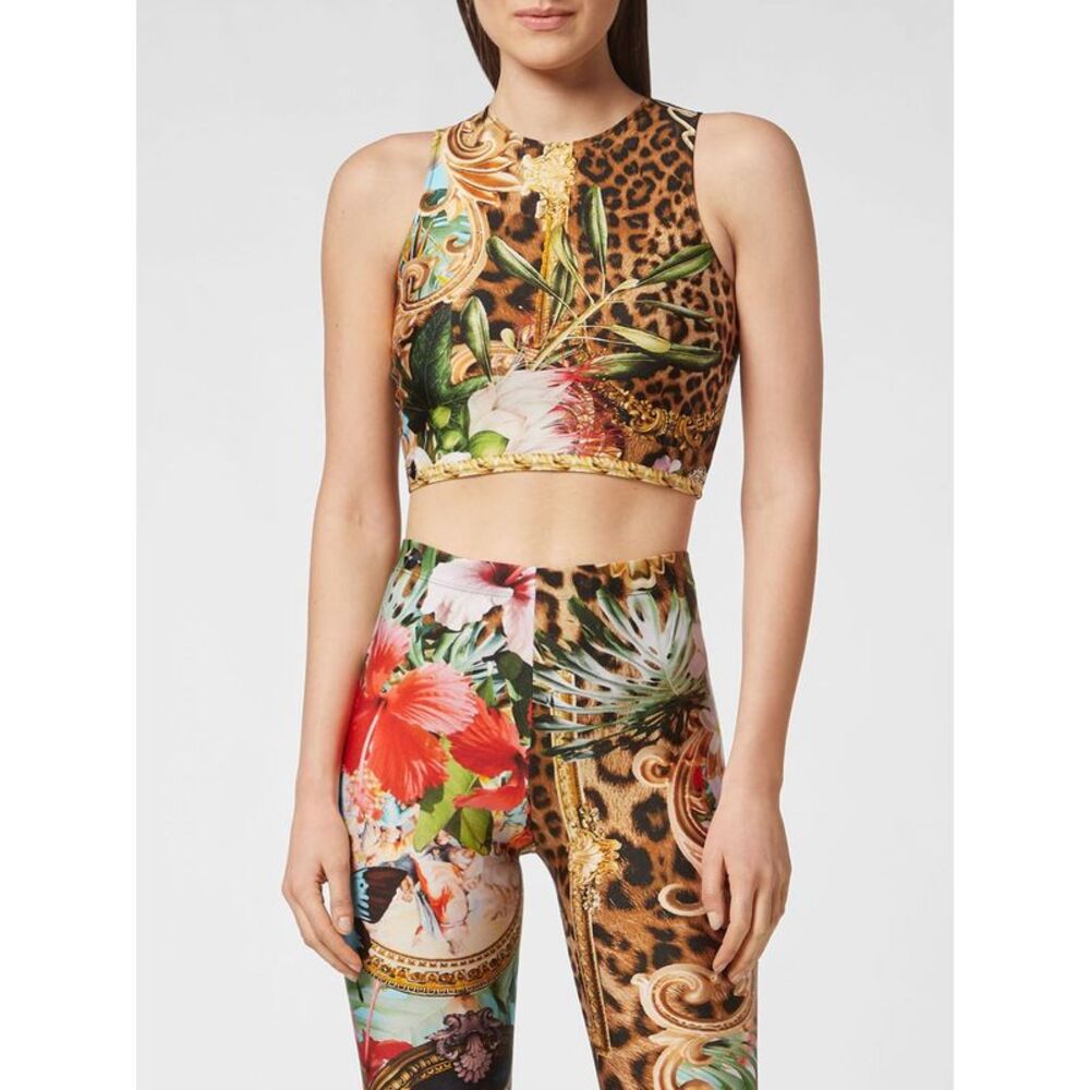 Philipp Plein Women Cropped Graphic Print Halter Top Philipp Plein In Jersey
